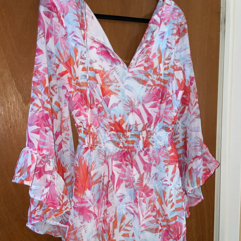 Pink Lily floral romper